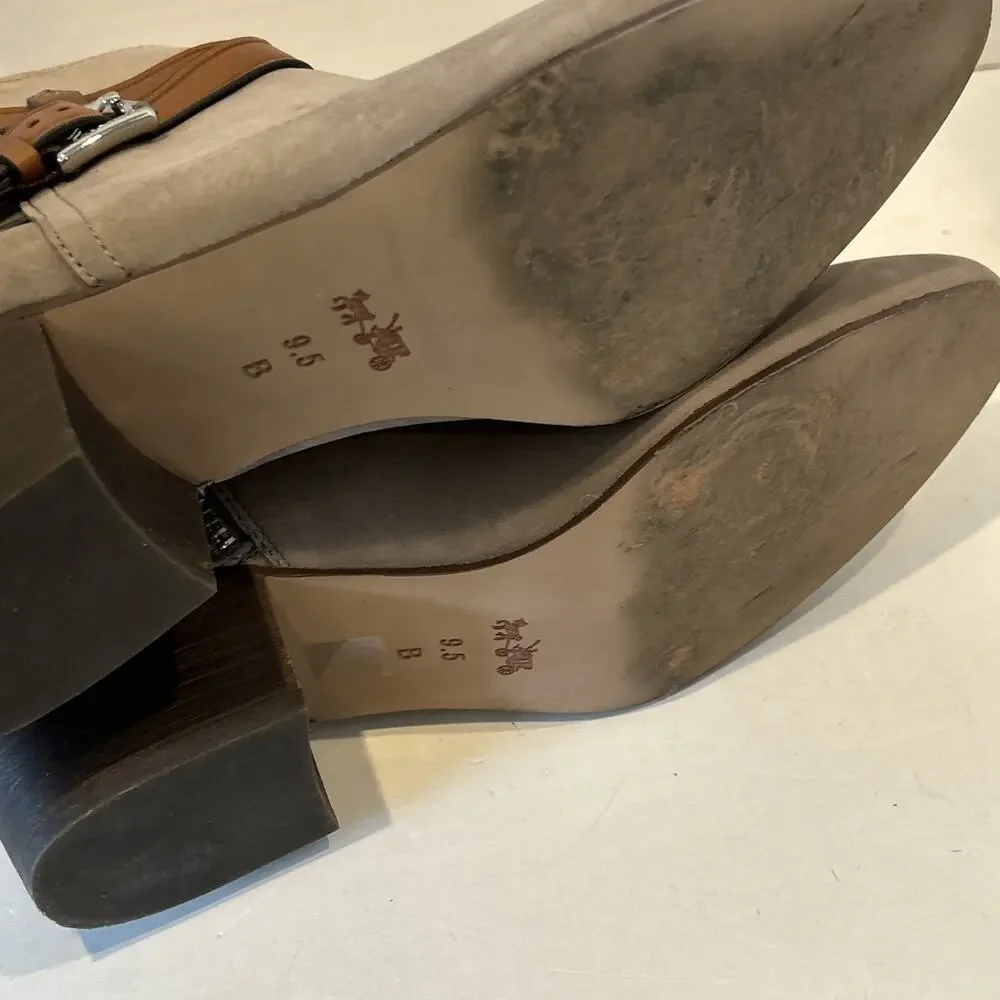 Coach Womens Size 9.5 B taupe Zip Fashion Ankle Boots Booties